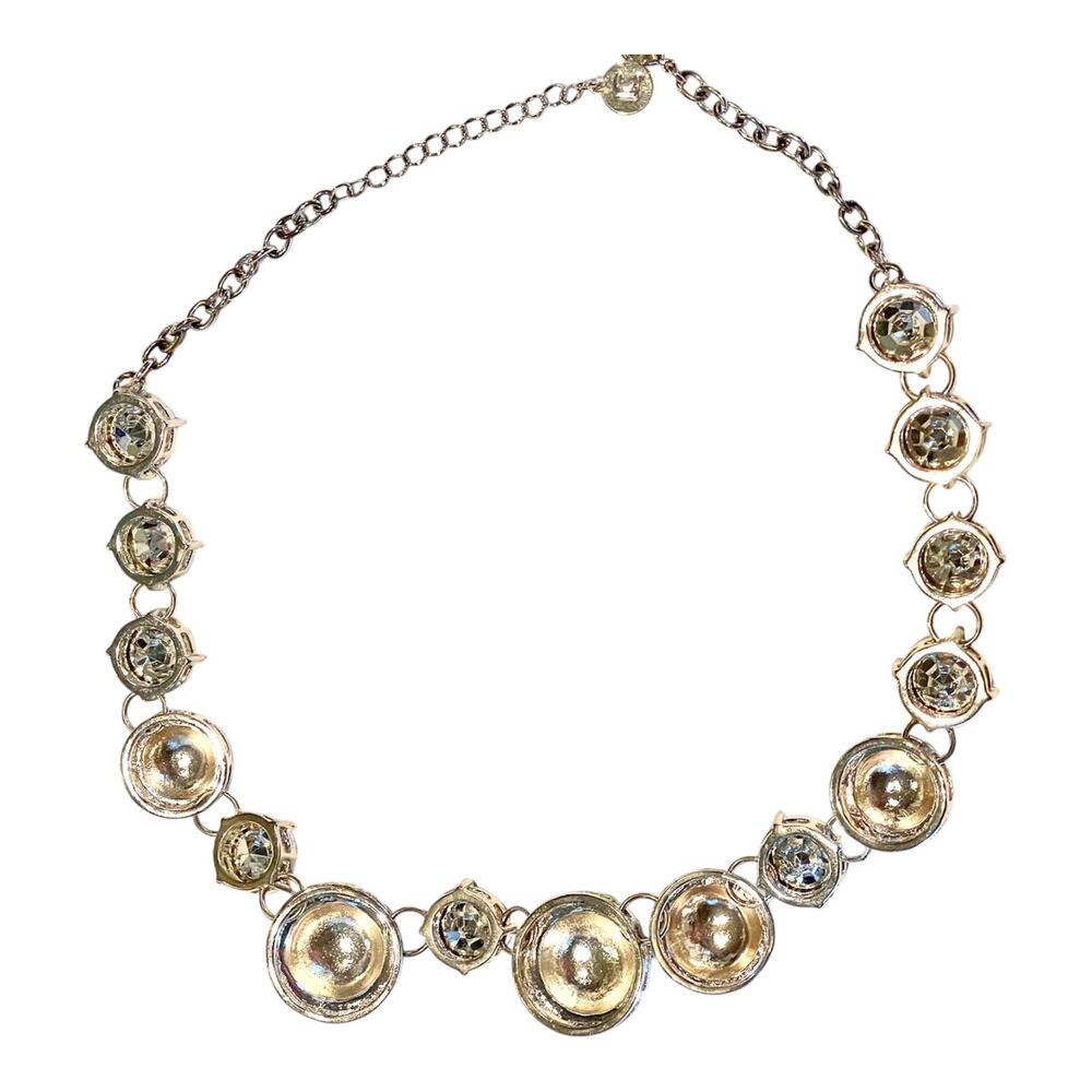 Liz Claiborne Blue Green Statement Necklace 
Silver Tone Bubble Disc Necklace - Picture 8 of 11
